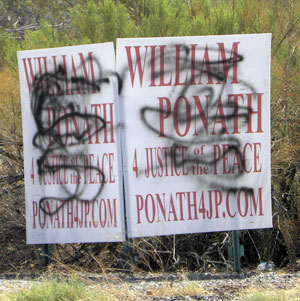 vandalized signs