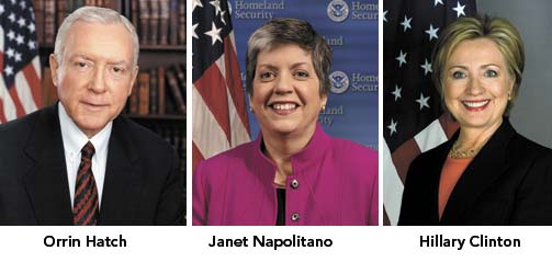 orrin hatch, janet napolitano, hillary clinton