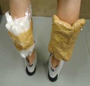 drugs strapped to legs